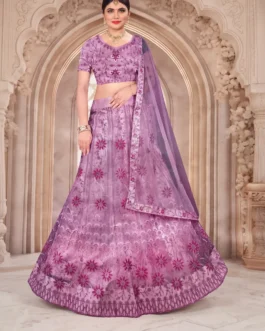 Lavender Embroidered Lehenga Choli with Dupatta